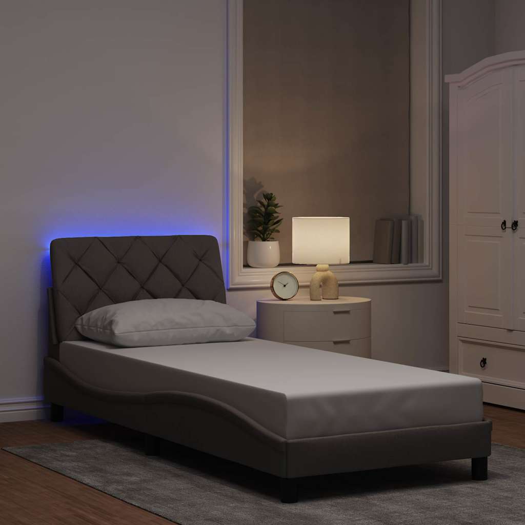 Σκελετός Κρεβατιού με LED Χωρίς Στρώμα Taupe 90x190 εκ.