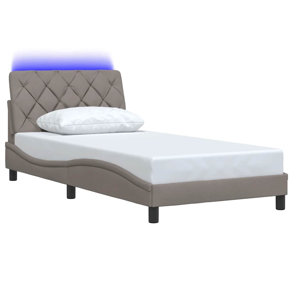 Σκελετός Κρεβατιού με LED Χωρίς Στρώμα Taupe 100 x 200 εκ. - Pakobazaar