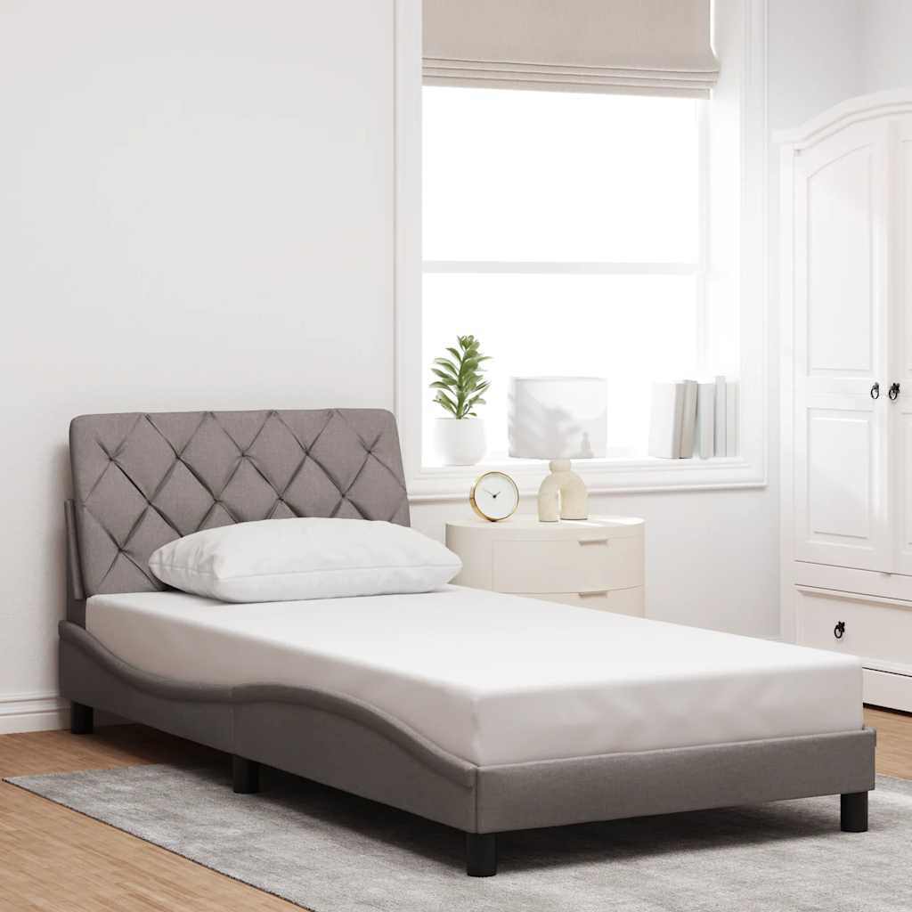 Σκελετός Κρεβατιού με LED Χωρίς Στρώμα Taupe 100 x 200 εκ. - Pakobazaar