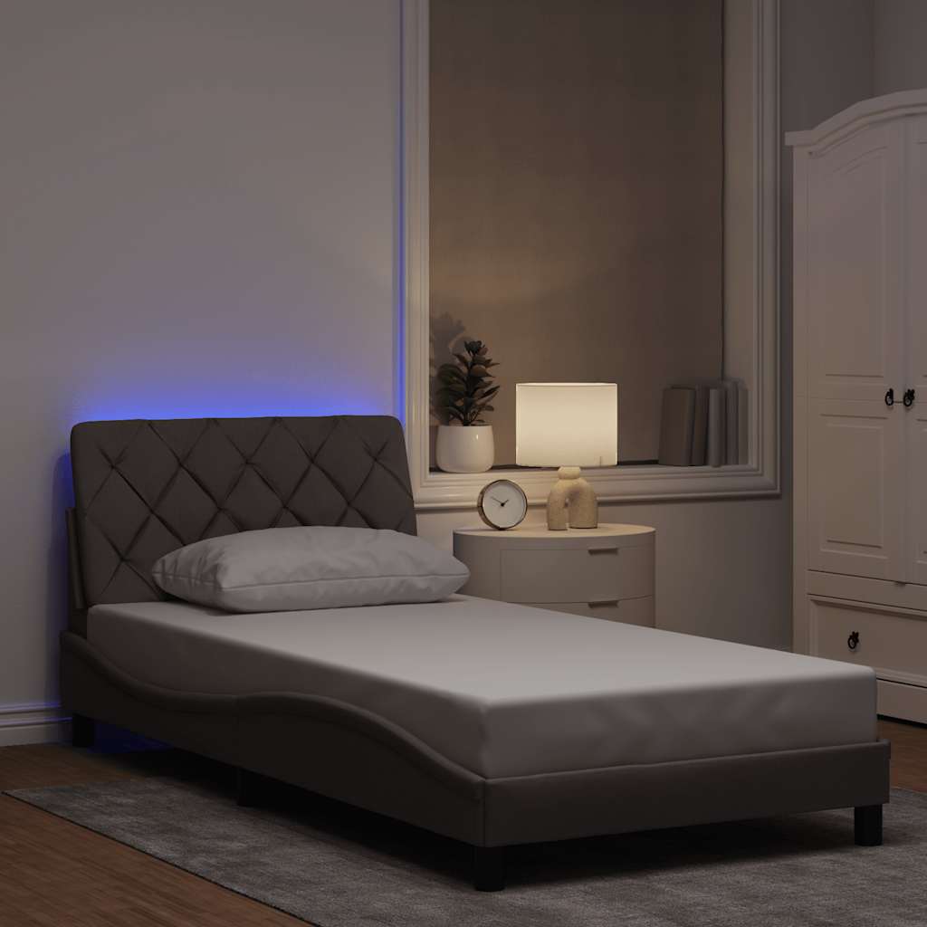 Σκελετός Κρεβατιού με LED Χωρίς Στρώμα Taupe 100 x 200 εκ. - Pakobazaar