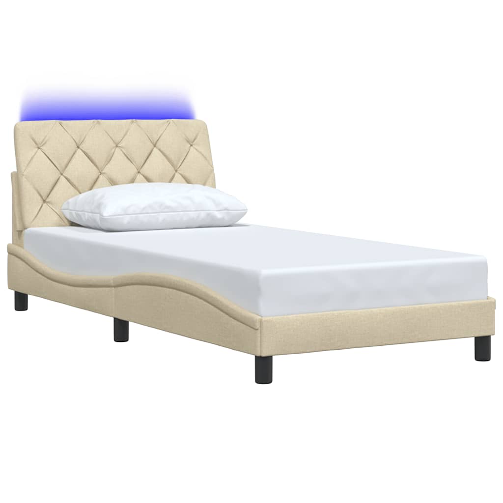 Σκελετός Κρεβατιού με LED Χωρίς Στρώμα Κρεμ 100 x 200 εκ. - Pakobazaar