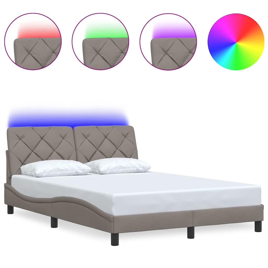 Σκελετός Κρεβατιού με LED Χωρίς Στρώμα Taupe 120x200 εκ.