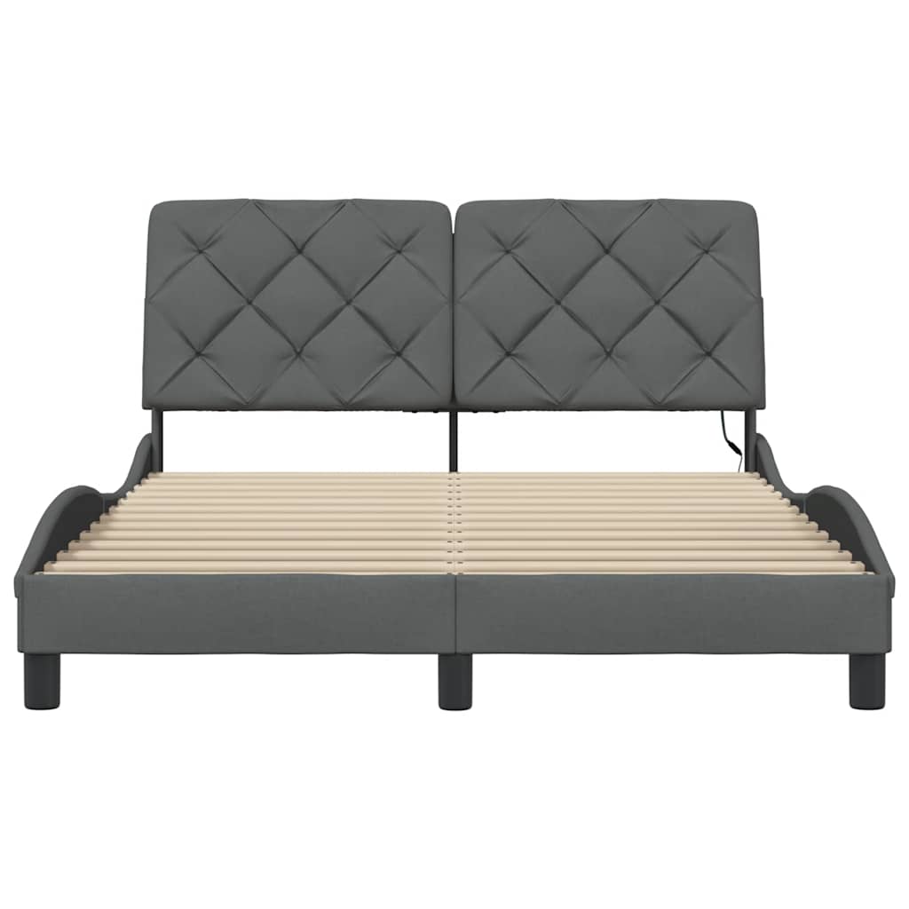 Σκελετός Κρεβατιού με LED Χωρίς Στρώμα Σκ. Γκρι 140x190 εκ. - Pakobazaar