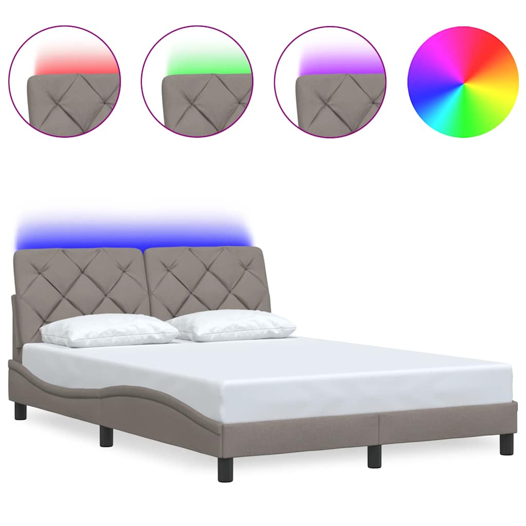 Πλαίσιο κρεβατιού με LED χωρίς στρώμα Taupe 140x190 cm Ύφασμα - Pakobazaar