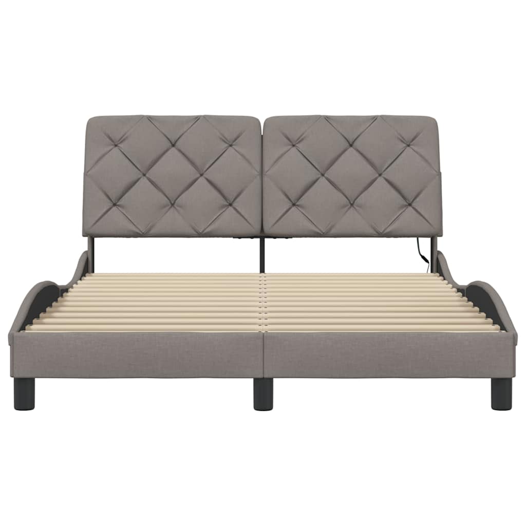 Πλαίσιο κρεβατιού με LED χωρίς στρώμα Taupe 140x190 cm Ύφασμα - Pakobazaar