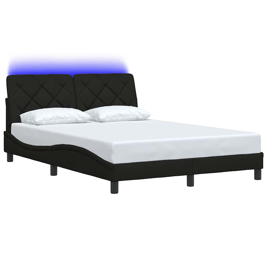 Σκελετός Κρεβατιού με LED Χωρίς Στρώμα Μαύρο 140x200 εκ. - Pakobazaar