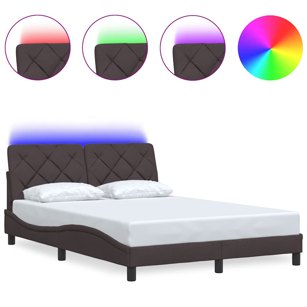 Σκελετός Κρεβατιού με LED Χωρίς Στρώμα Καφέ 140x200 εκ.