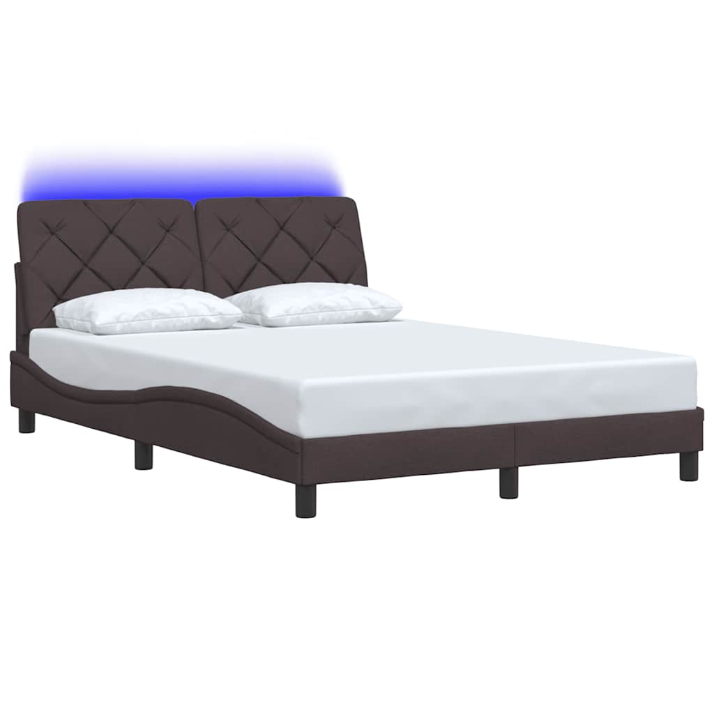 Σκελετός Κρεβατιού με LED Χωρίς Στρώμα Καφέ 140x200 εκ.