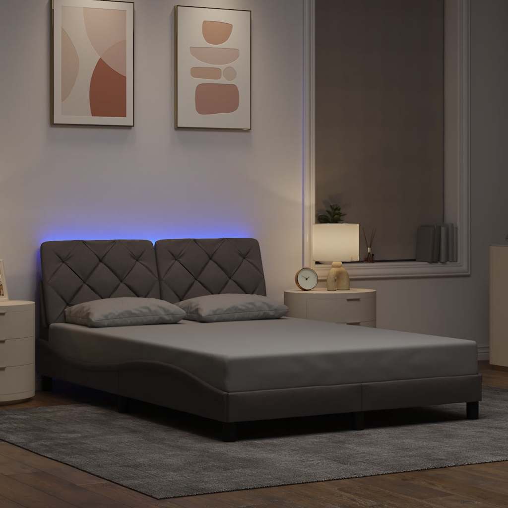Σκελετός Κρεβατιού με LED Χωρίς Στρώμα Taupe 140x200 εκ. - Pakobazaar