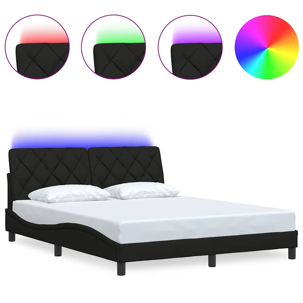 Σκελετός Κρεβατιού με LED Χωρίς Στρώμα Μαύρο 160x200 εκ.