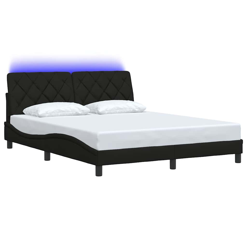 Σκελετός Κρεβατιού με LED Χωρίς Στρώμα Μαύρο 160x200 εκ.