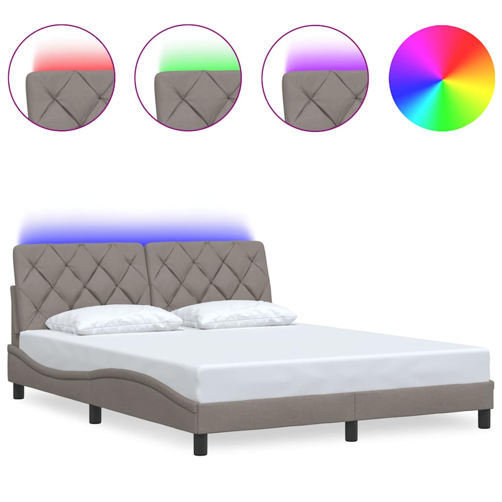 Πλαίσιο κρεβατιού με LED χωρίς στρώμα Taupe 160x200 cm Ύφασμα - Pakobazaar
