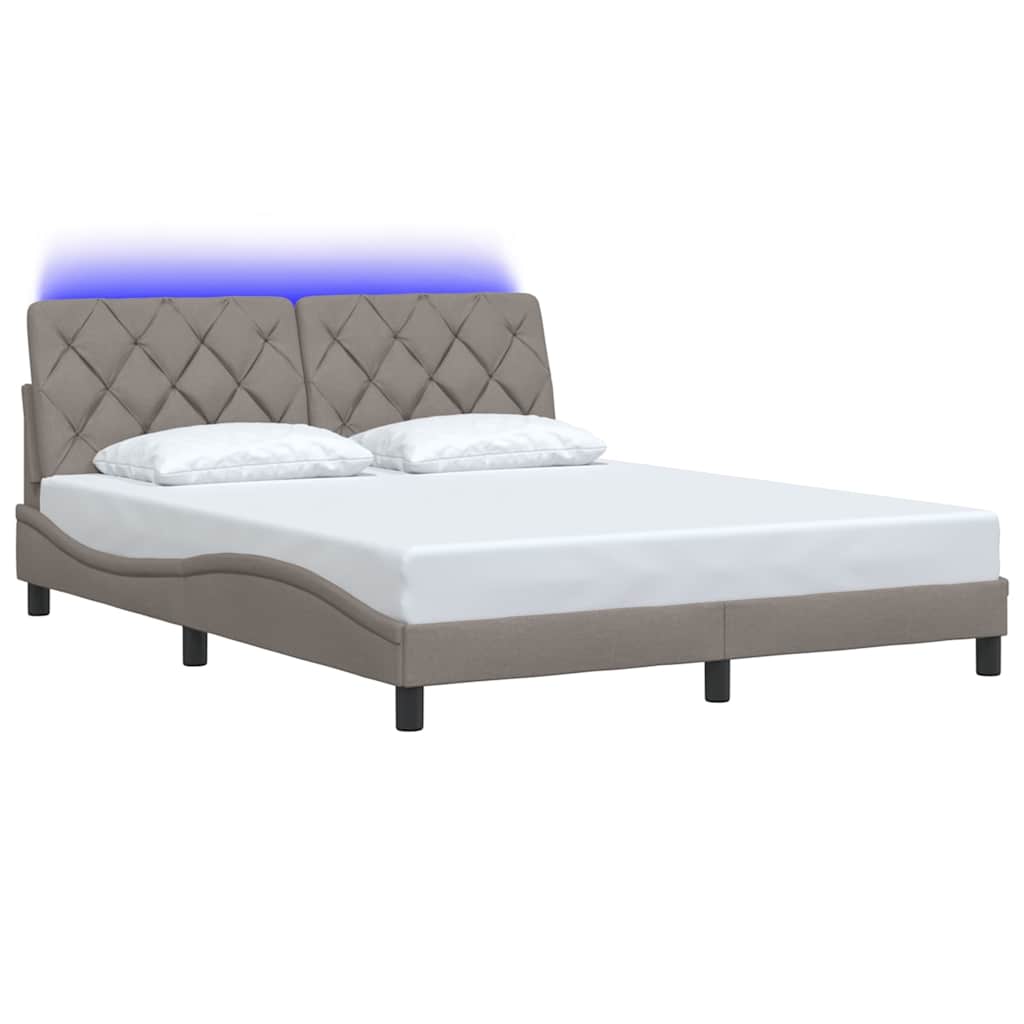 Πλαίσιο κρεβατιού με LED χωρίς στρώμα Taupe 160x200 cm Ύφασμα - Pakobazaar