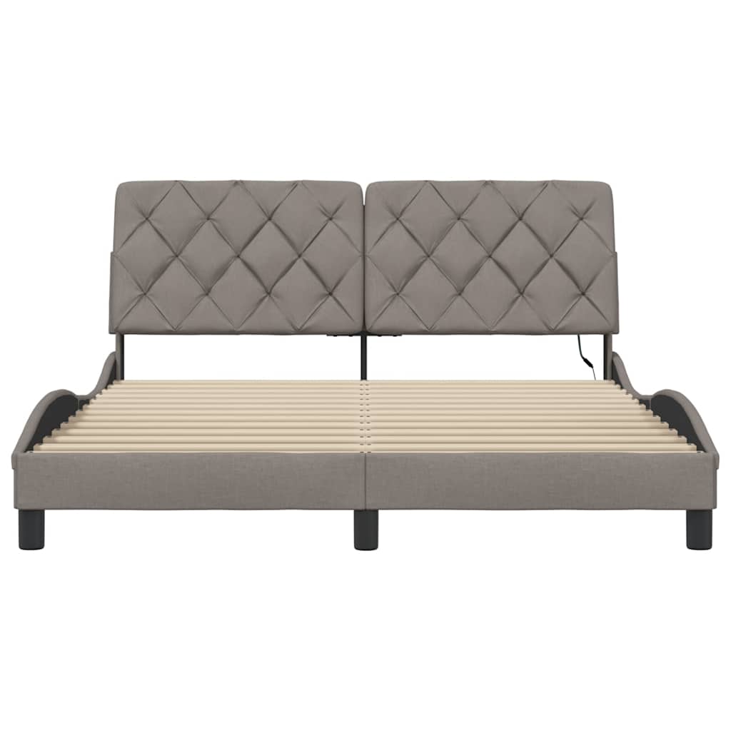 Πλαίσιο κρεβατιού με LED χωρίς στρώμα Taupe 160x200 cm Ύφασμα - Pakobazaar