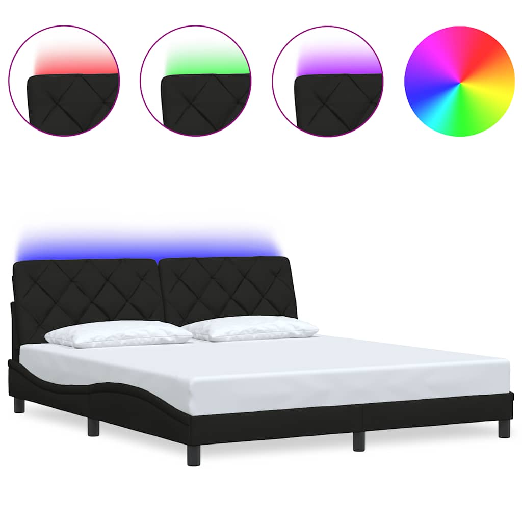 Σκελετός Κρεβατιού με LED Χωρίς Στρώμα Μαύρο 180x200 εκ. - Pakobazaar