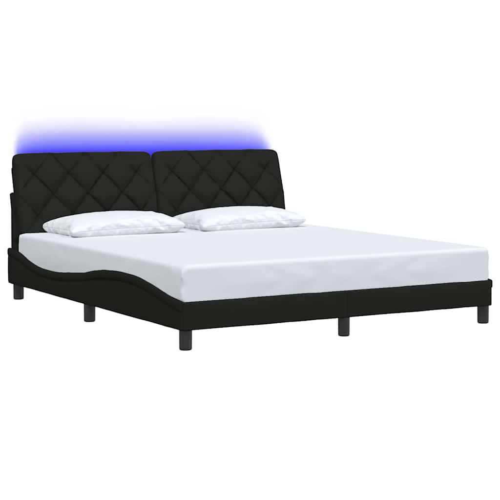 Σκελετός Κρεβατιού με LED Χωρίς Στρώμα Μαύρο 180x200 εκ. - Pakobazaar
