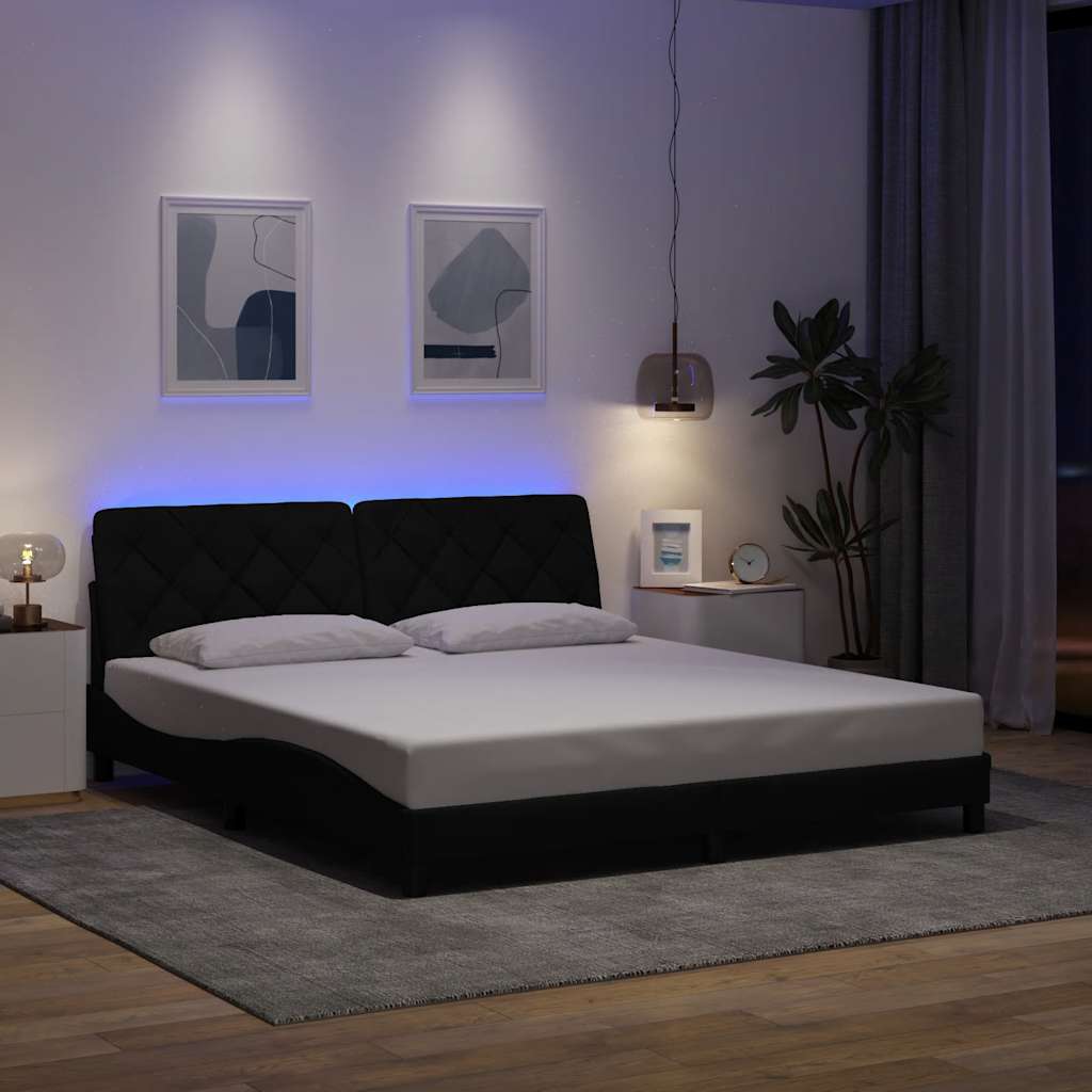 Σκελετός Κρεβατιού με LED Χωρίς Στρώμα Μαύρο 180x200 εκ. - Pakobazaar