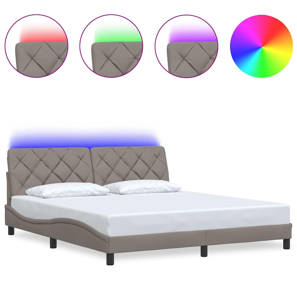 Πλαίσιο κρεβατιού με LED χωρίς στρώμα Taupe 180x200 cm Ύφασμα