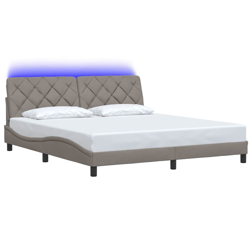 Πλαίσιο κρεβατιού με LED χωρίς στρώμα Taupe 180x200 cm Ύφασμα