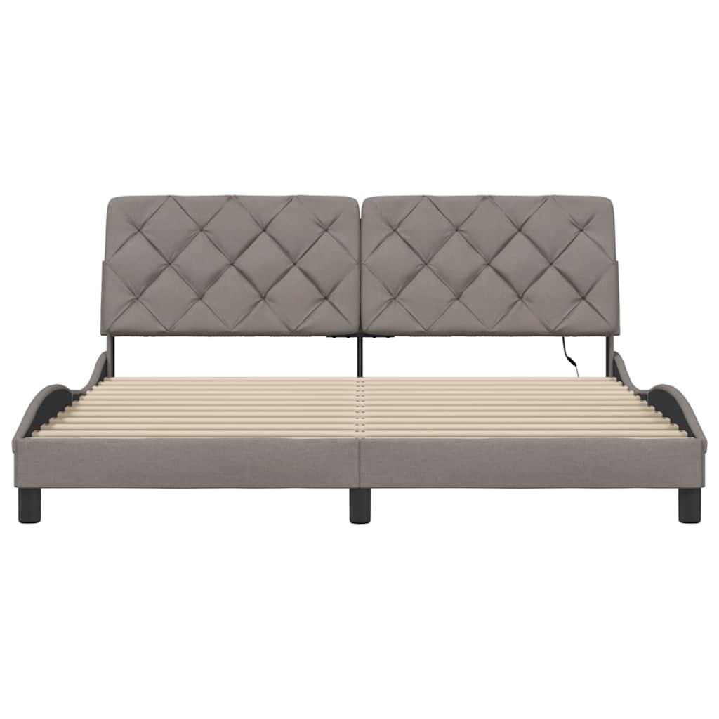 Πλαίσιο κρεβατιού με LED χωρίς στρώμα Taupe 180x200 cm Ύφασμα