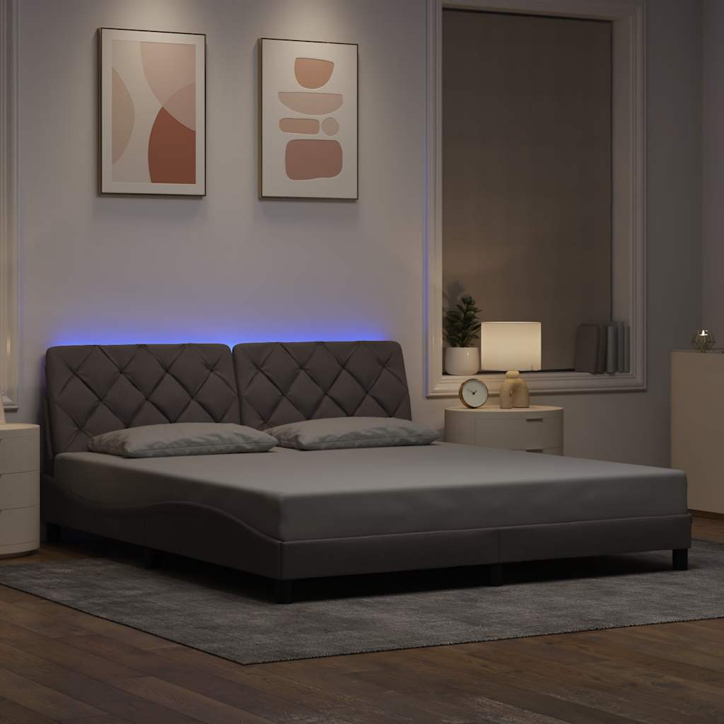 Πλαίσιο κρεβατιού με LED χωρίς στρώμα Taupe 180x200 cm Ύφασμα