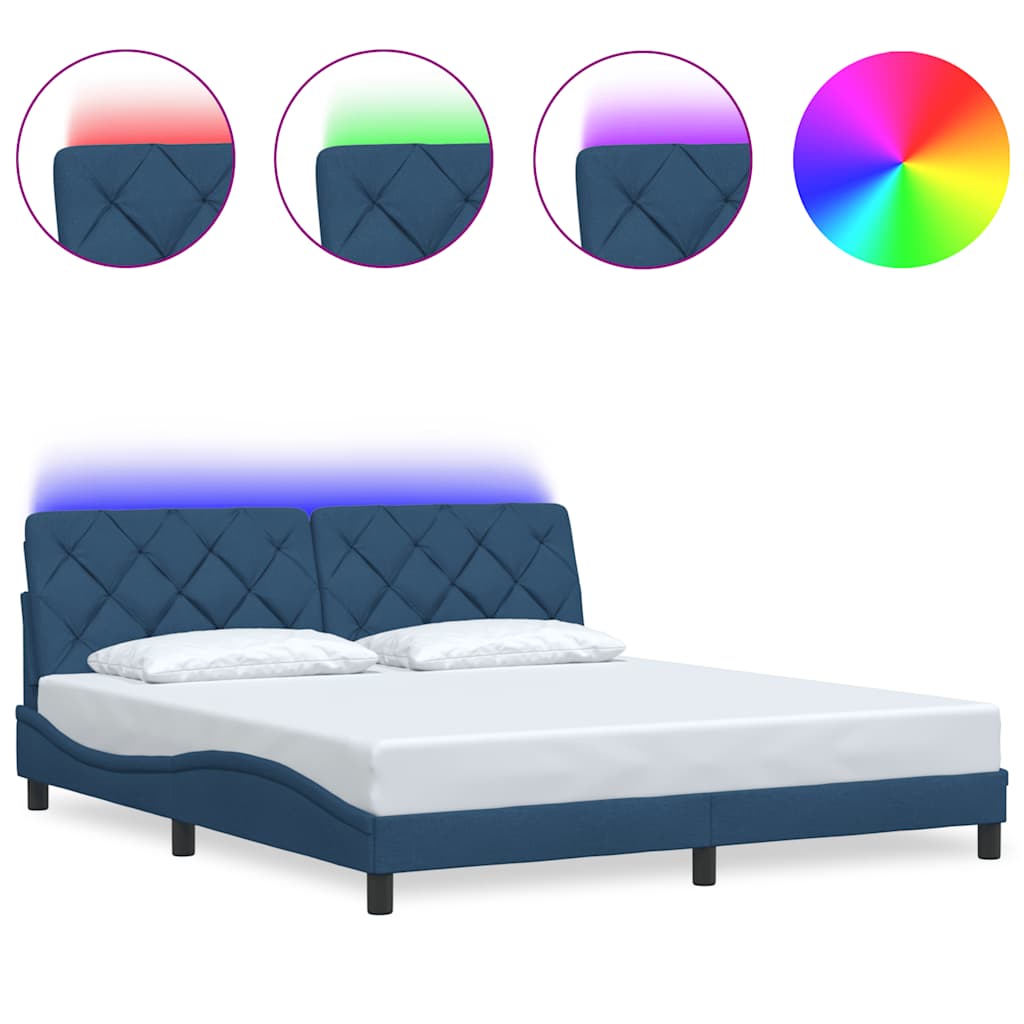 Σκελετός Κρεβατιού με LED Χωρίς Στρώμα Μπλε 180x200 εκ. - Pakobazaar
