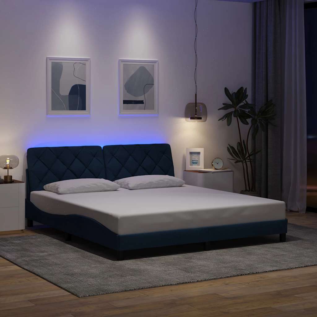 Σκελετός Κρεβατιού με LED Χωρίς Στρώμα Μπλε 180x200 εκ. - Pakobazaar