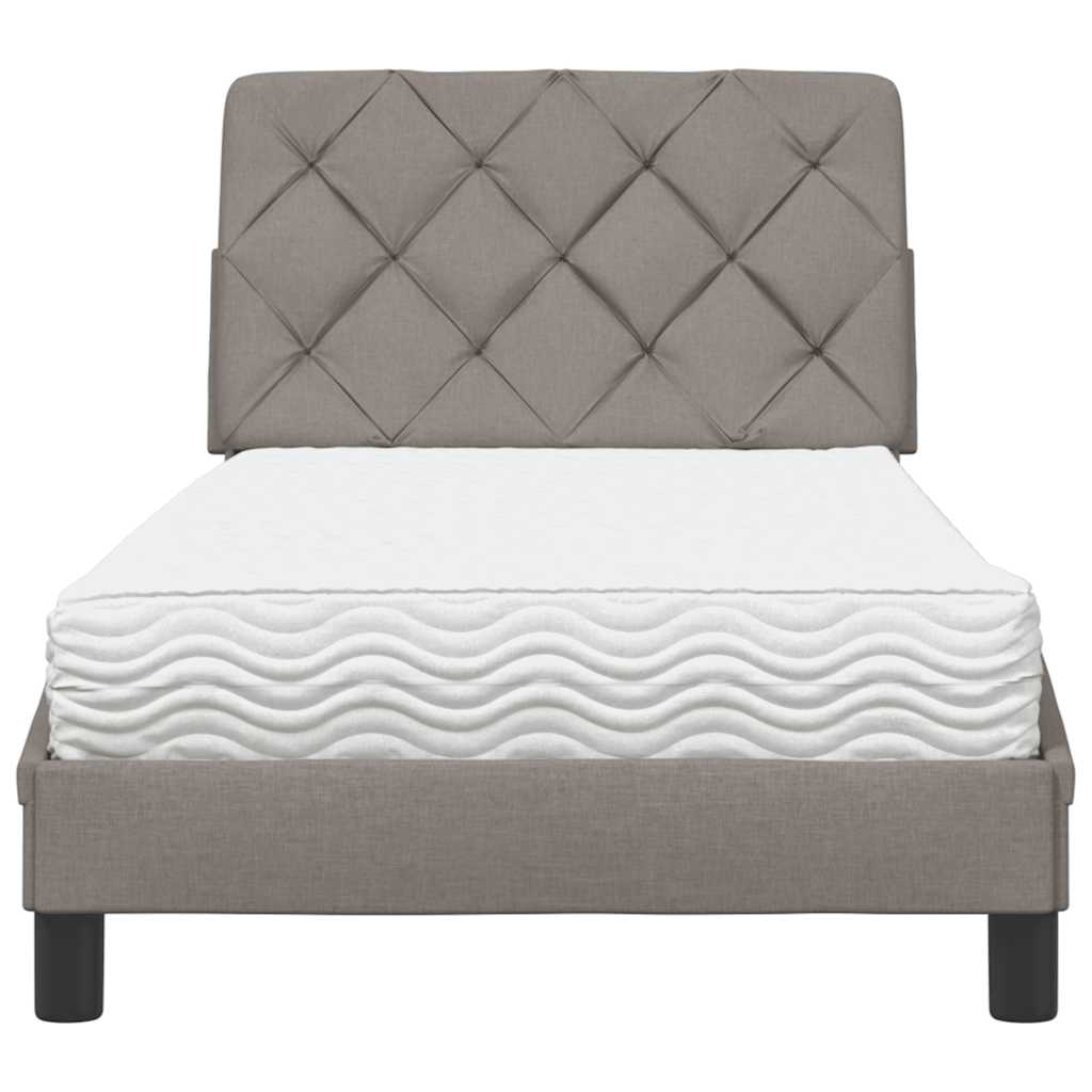 Κρεβάτι με Στρώμα Taupe 80x200 εκ. Υφασμάτινο
