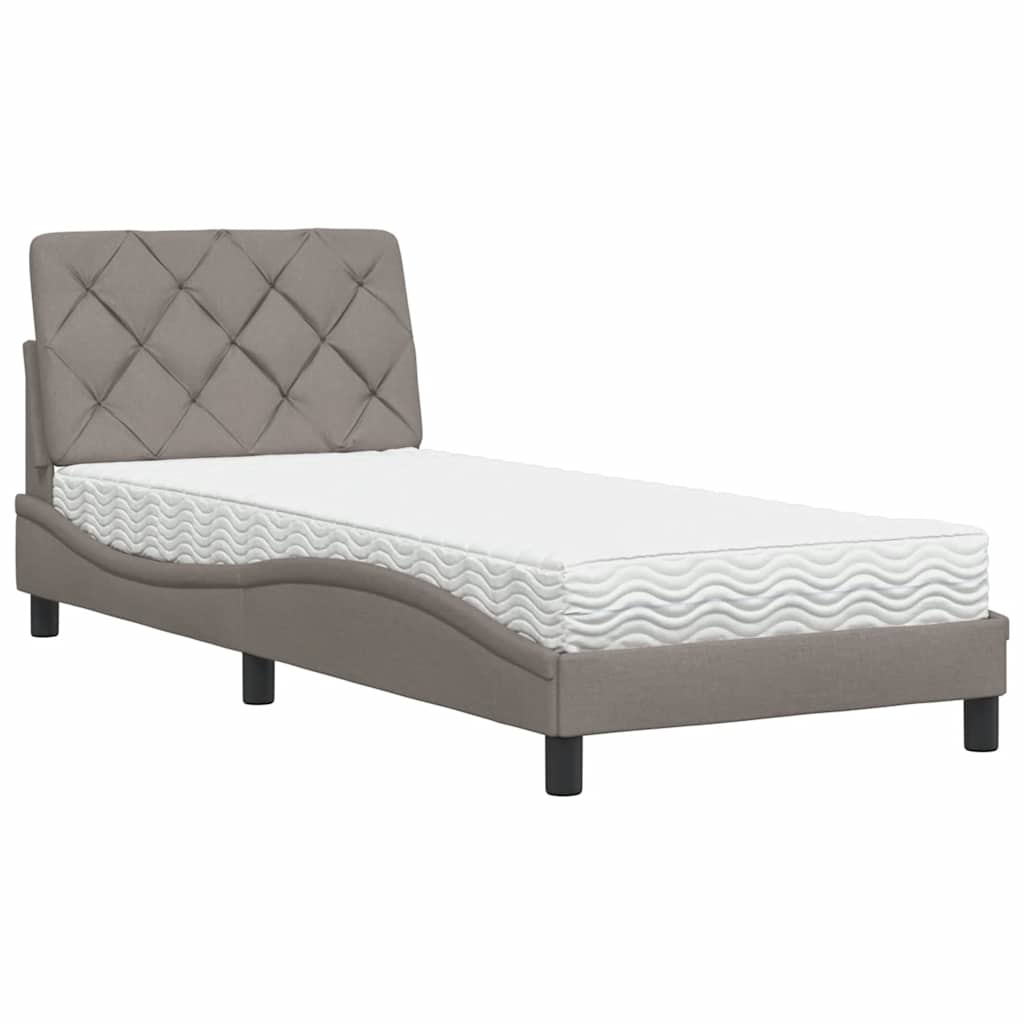 Κρεβάτι με Στρώμα Taupe 90x190 εκ.Υφασμάτινο