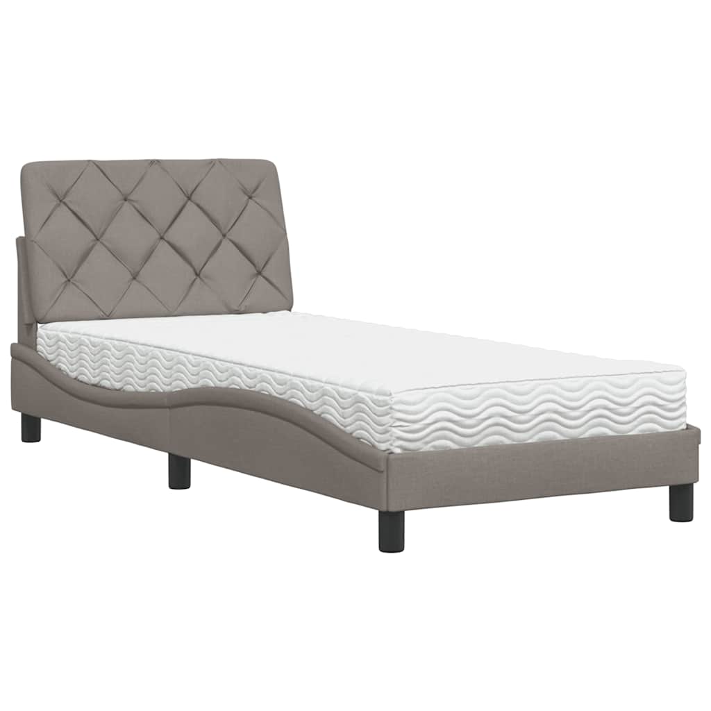 Κρεβάτι με Στρώμα Taupe 90x200 εκ. Υφασμάτινο