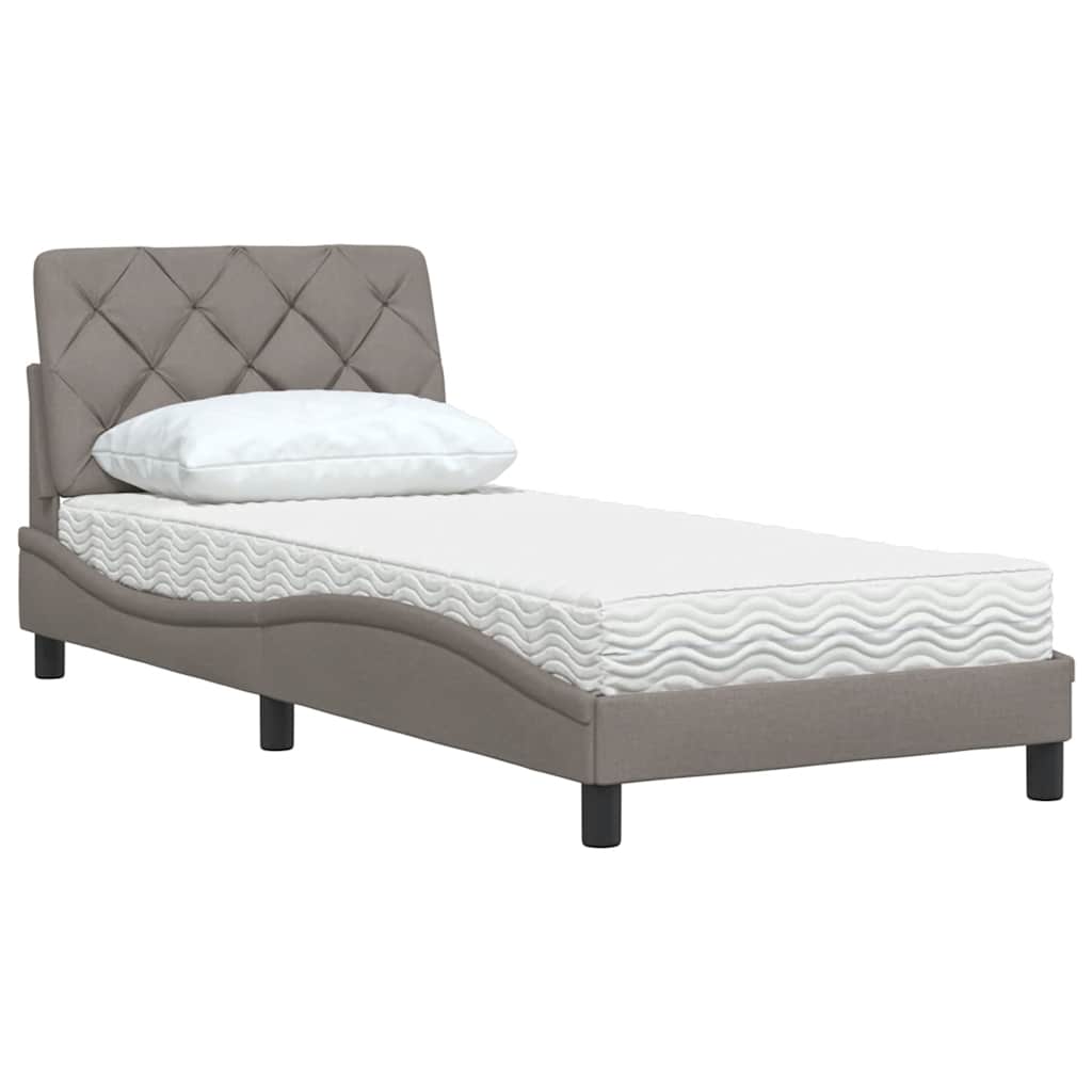 Κρεβάτι με Στρώμα Taupe 90x200 εκ. Υφασμάτινο