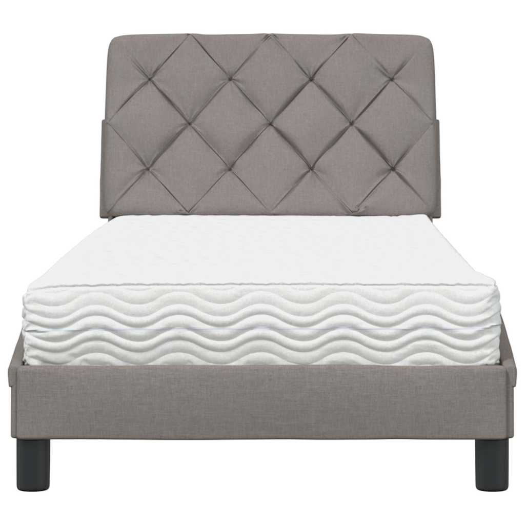 Κρεβάτι με Στρώμα Taupe 90x200 εκ. Υφασμάτινο