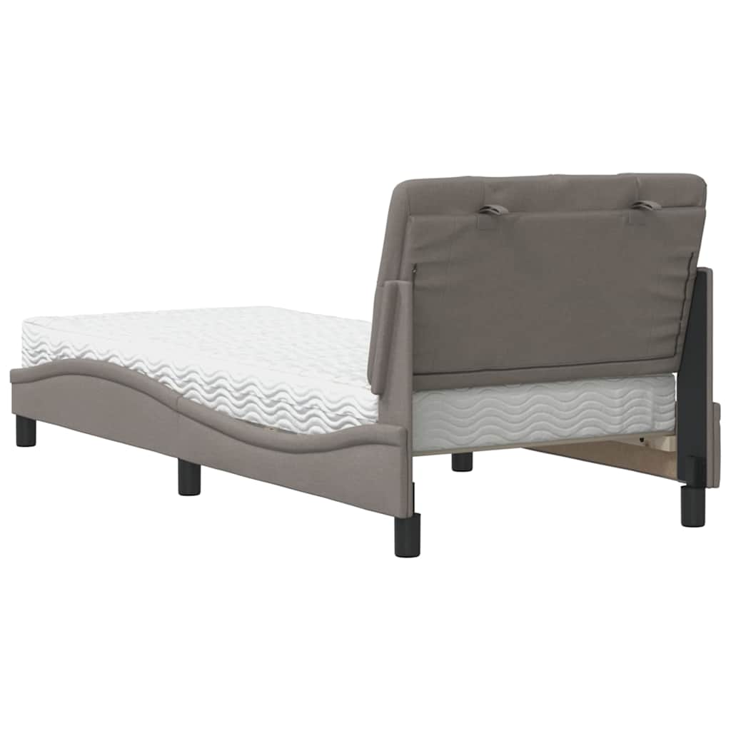 Κρεβάτι με Στρώμα Taupe 90x200 εκ. Υφασμάτινο