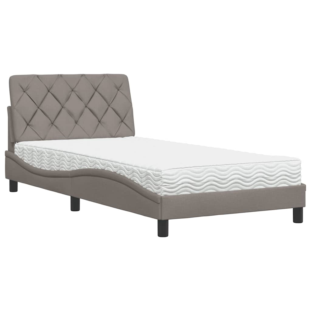 Κρεβάτι με Στρώμα Taupe 100 x 200 εκ. Υφασμάτινο - Pakobazaar