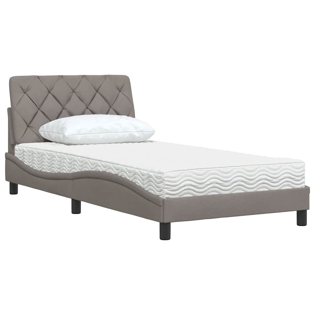 Κρεβάτι με Στρώμα Taupe 100 x 200 εκ. Υφασμάτινο - Pakobazaar