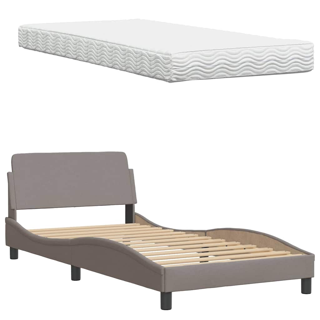 Κρεβάτι με Στρώμα Taupe 100 x 200 εκ. Υφασμάτινο - Pakobazaar