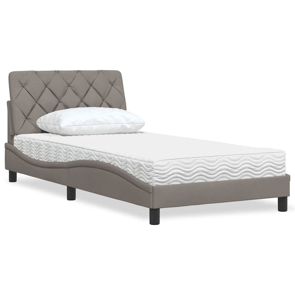 Κρεβάτι με Στρώμα Taupe 100 x 200 εκ. Υφασμάτινο - Pakobazaar