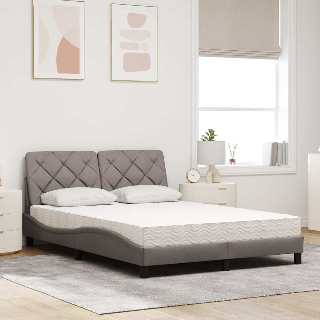 Κρεβάτι με Στρώμα Taupe 120x200 εκ. Υφασμάτινο