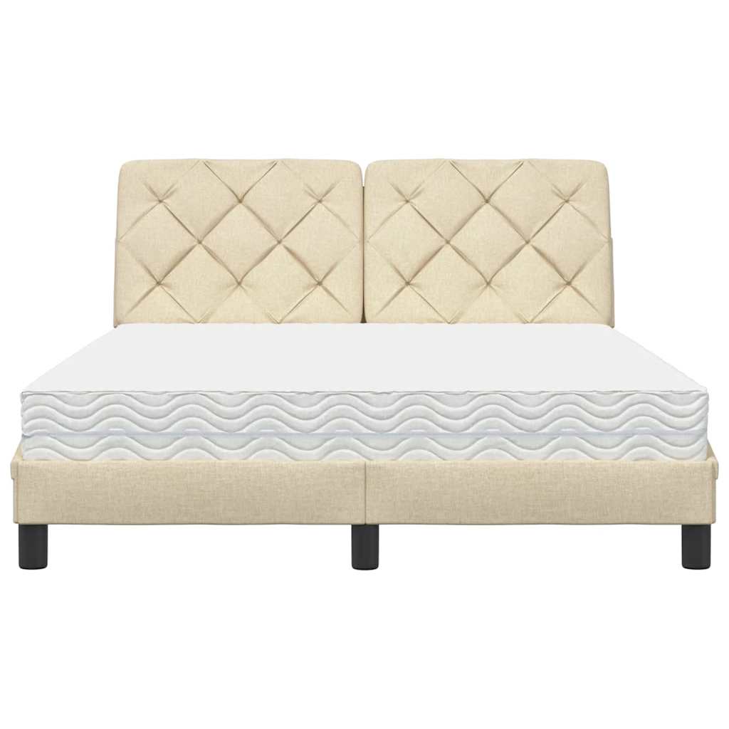 Κρεβάτι με Στρώμα Κρεμ 120x200 εκ. Υφασμάτινο