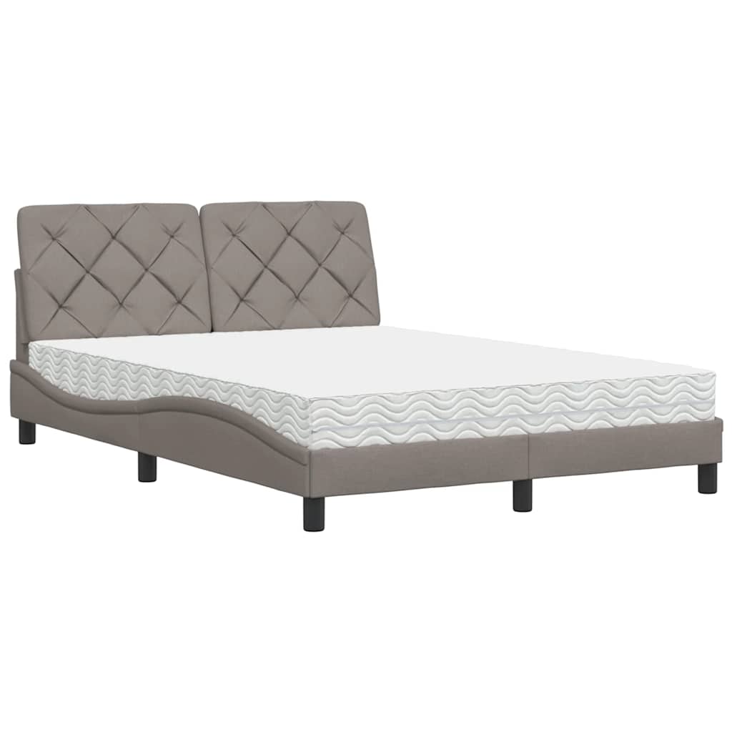 Κρεβάτι με Στρώμα Taupe 140x200 εκ. Υφασμάτινο - Pakobazaar