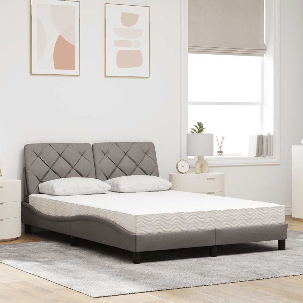 Κρεβάτι με Στρώμα Taupe 140x200 εκ. Υφασμάτινο - Pakobazaar