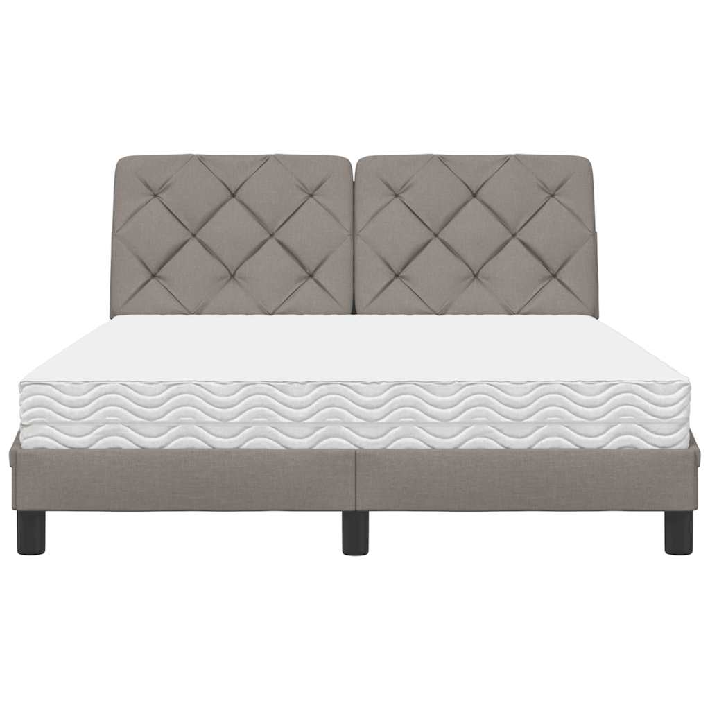 Κρεβάτι με Στρώμα Taupe 140x200 εκ. Υφασμάτινο - Pakobazaar