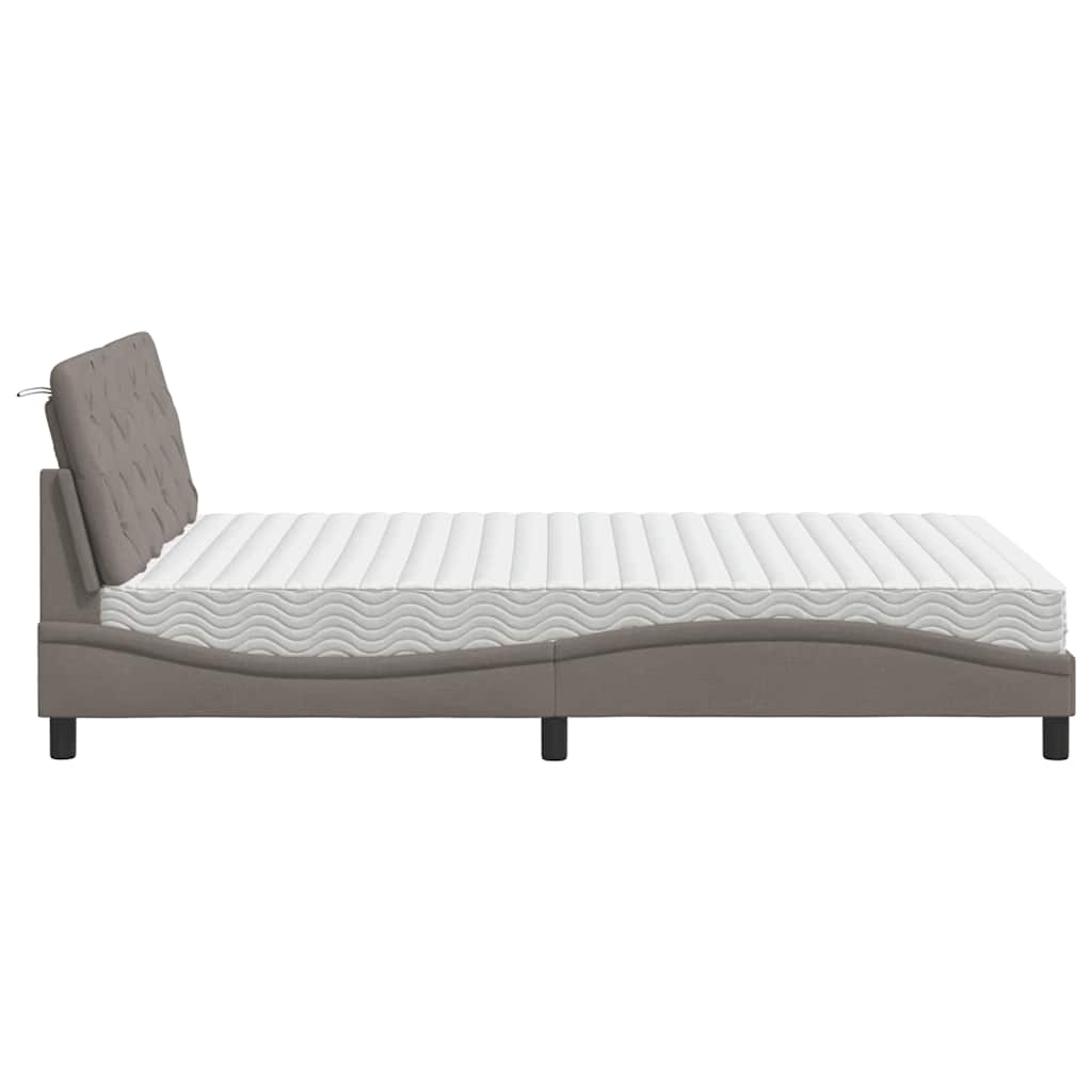Κρεβάτι με Στρώμα Taupe 140x200 εκ. Υφασμάτινο - Pakobazaar