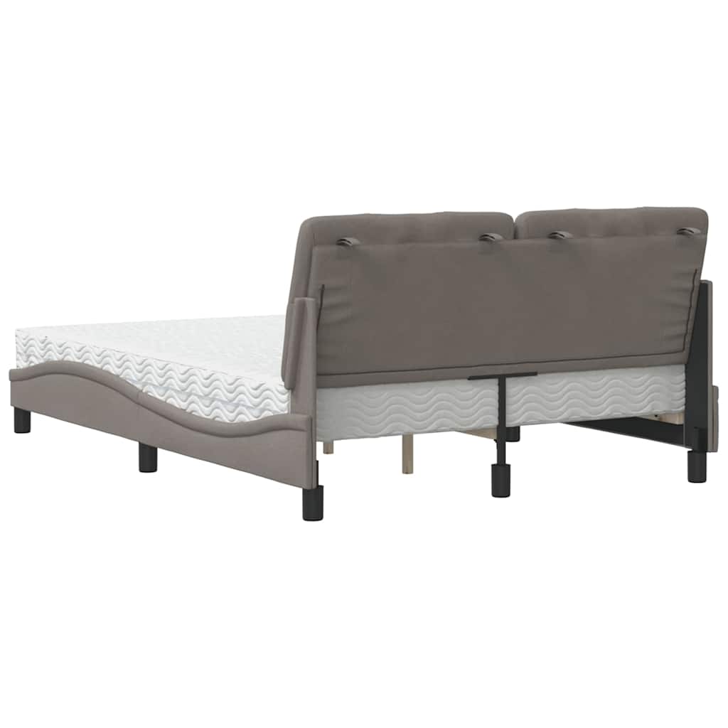 Κρεβάτι με Στρώμα Taupe 140x200 εκ. Υφασμάτινο - Pakobazaar