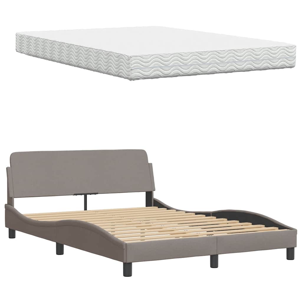 Κρεβάτι με Στρώμα Taupe 140x200 εκ. Υφασμάτινο - Pakobazaar