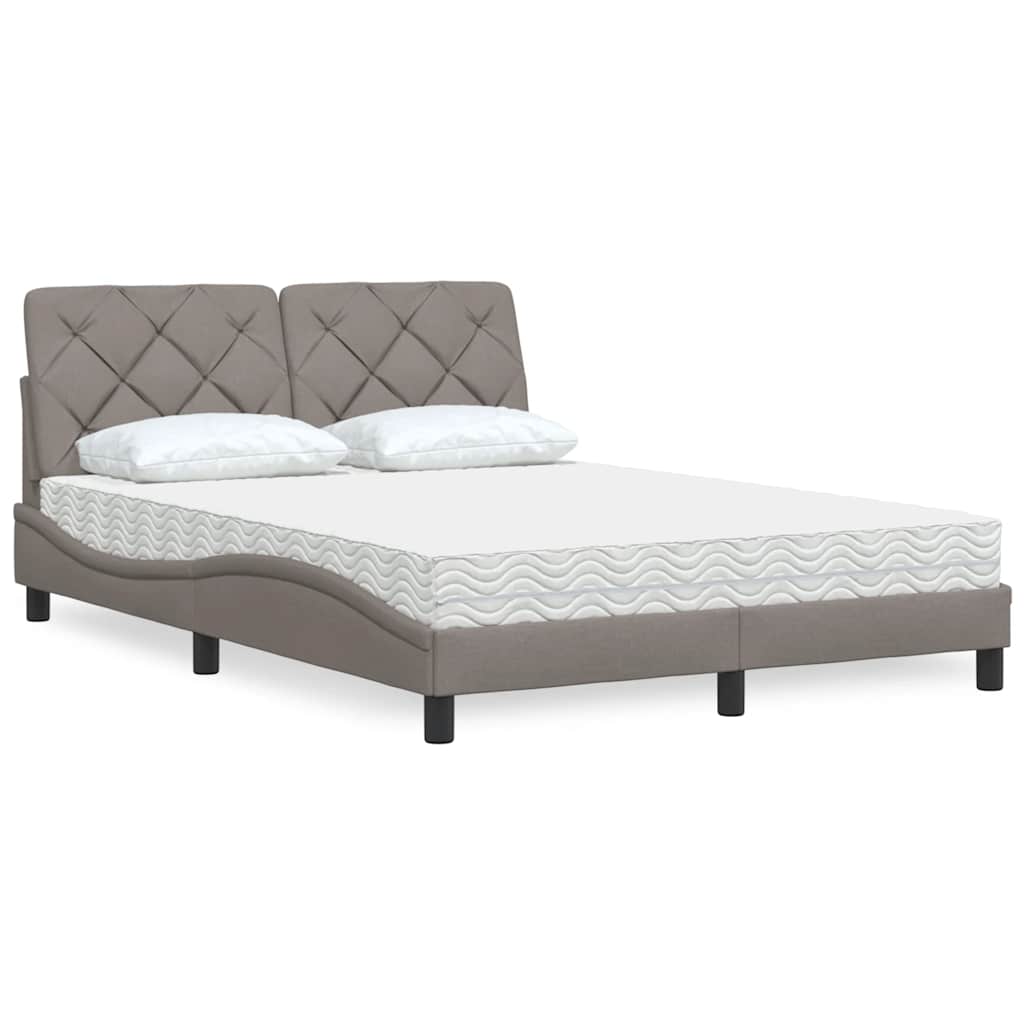 Κρεβάτι με Στρώμα Taupe 140x200 εκ. Υφασμάτινο - Pakobazaar