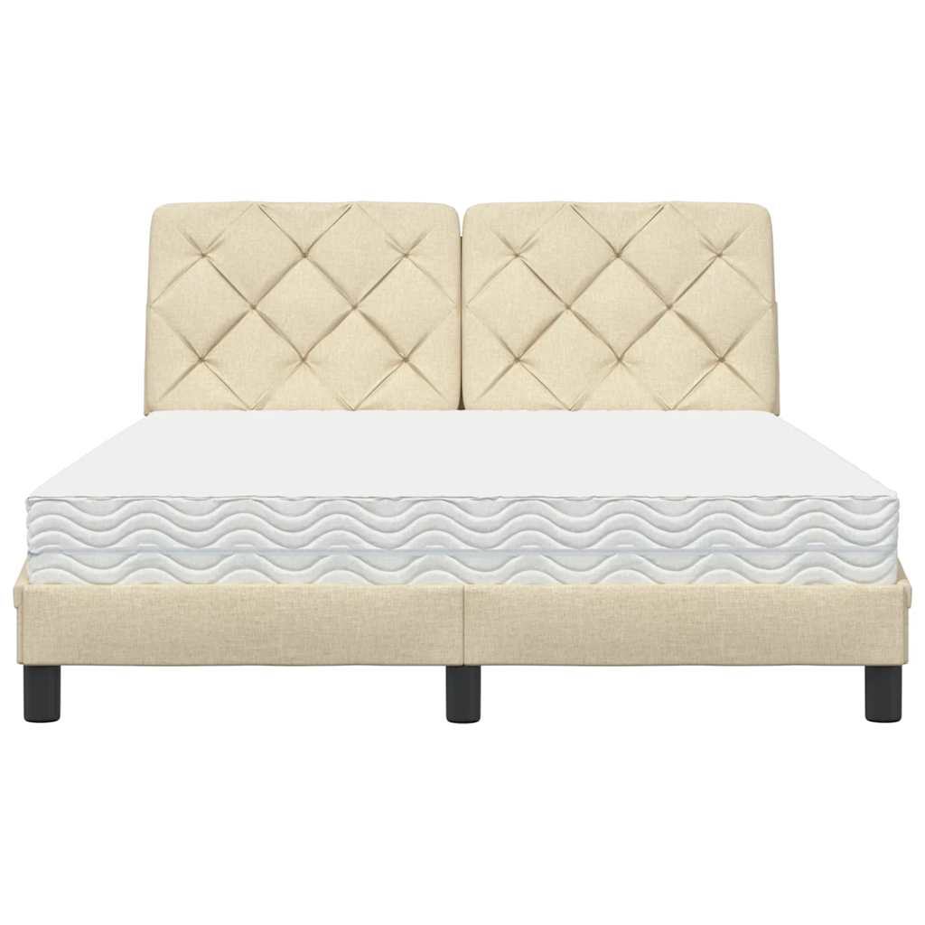 Κρεβάτι με Στρώμα Κρεμ 140x200 εκ. Υφασμάτινο