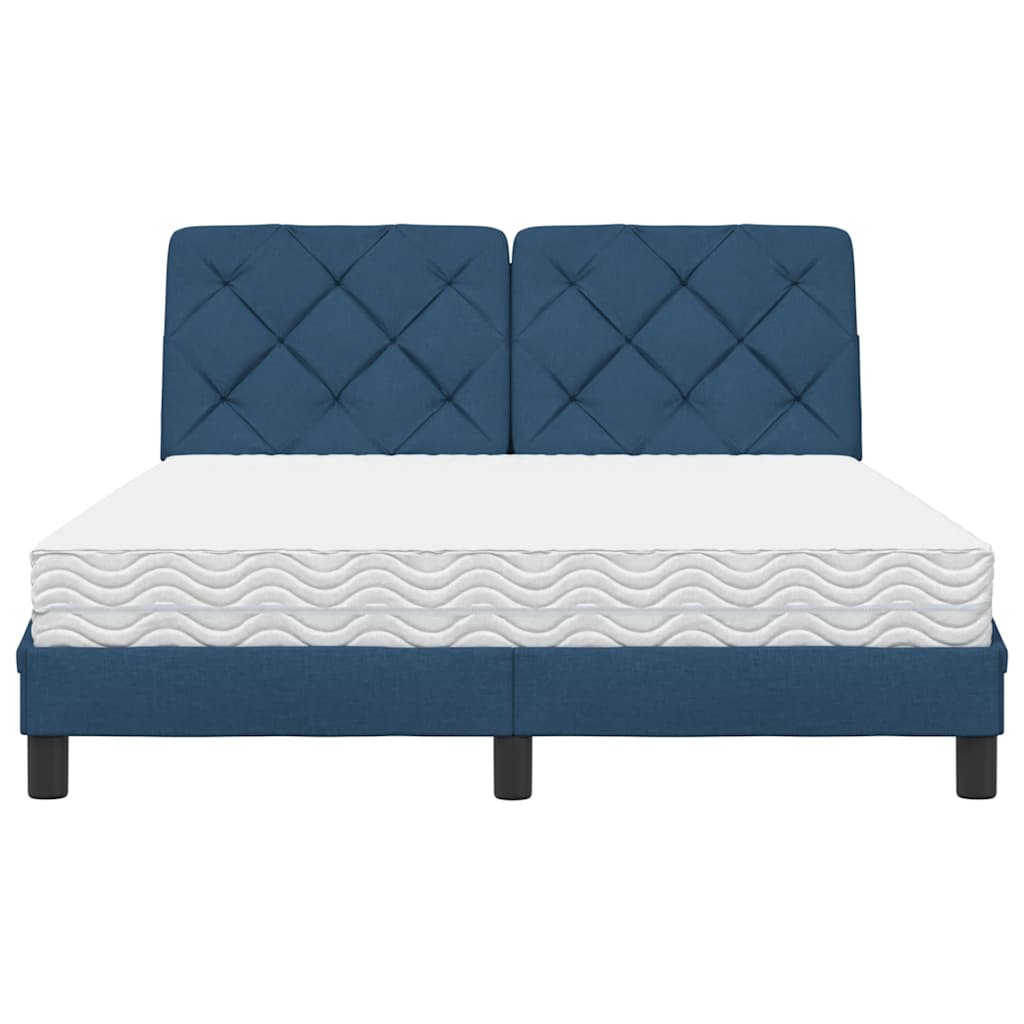 Κρεβάτι με Στρώμα Μπλε 140x200 εκ. Υφασμάτινο