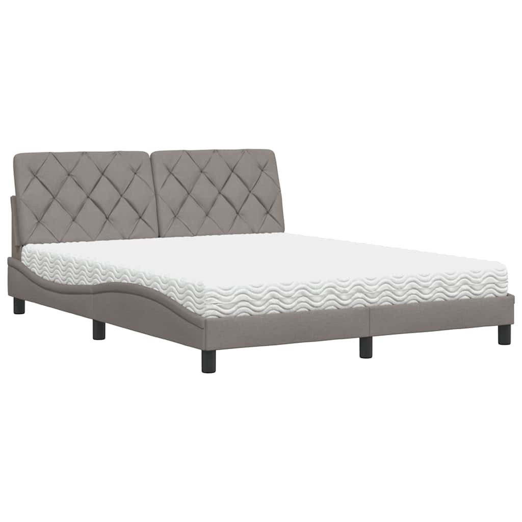 Κρεβάτι με Στρώμα Taupe 160x200 εκ. Υφασμάτινο - Pakobazaar