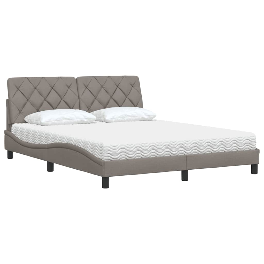 Κρεβάτι με Στρώμα Taupe 160x200 εκ. Υφασμάτινο - Pakobazaar